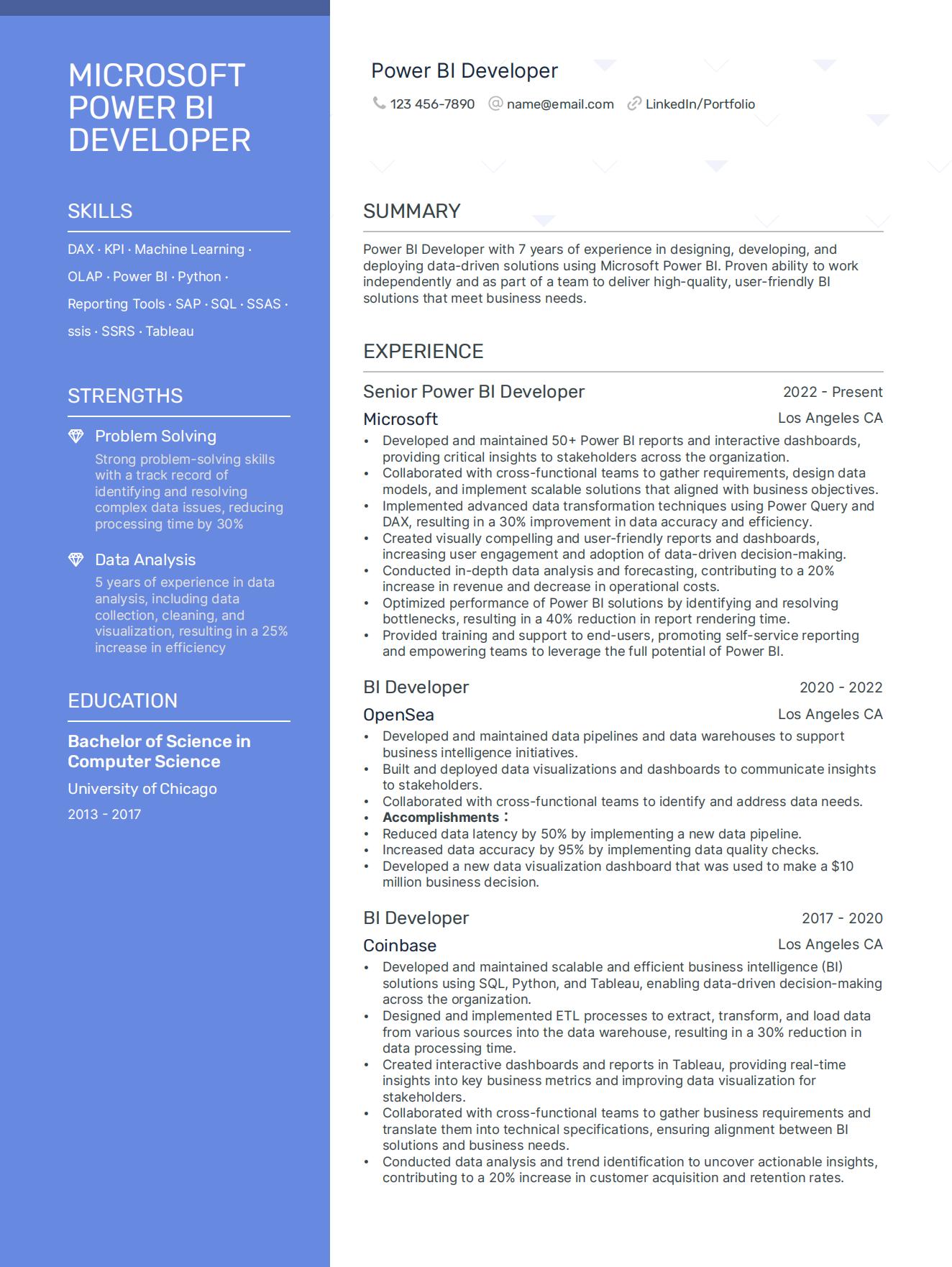 7+ Microsoft Power BI Developer Resume Examples + Templates for 2024