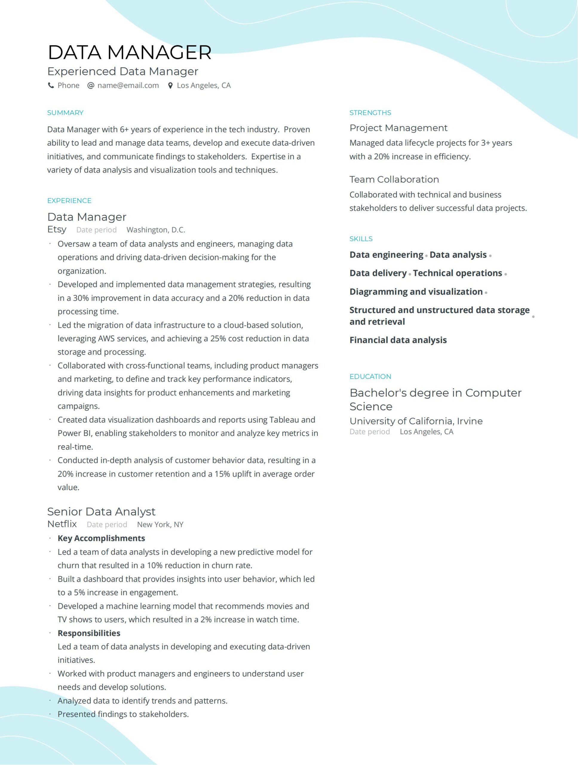 Top 8 Data Manager Resume Examples + Templates for 2024